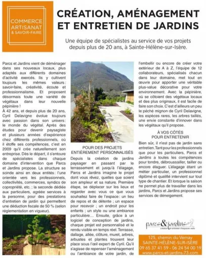 Article du dauphiné libéré, Albertville, Parcs et Jardins
