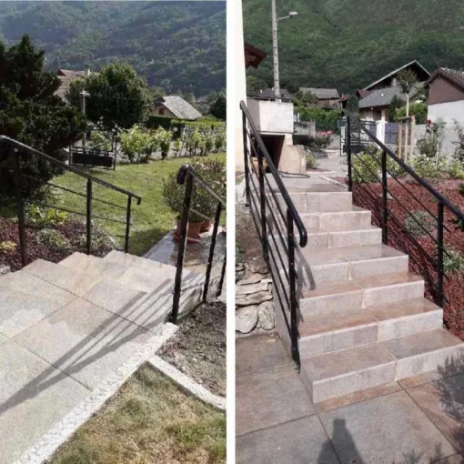 Aménagement escalier et deux terrasses avec pose garde corps à Méribel, Albertville, Parcs et Jardins