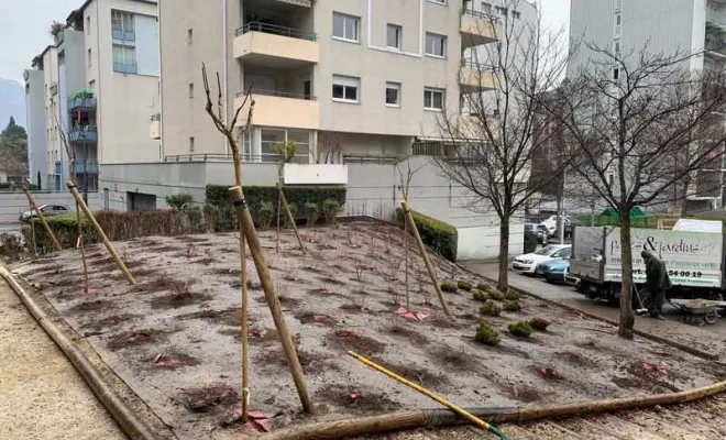 Aménagement d'un parc paysagé dans une copropriété à Chambéry, Albertville, Parcs et Jardins